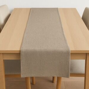 INUP Home Waffle Table‎ Runner 16x72 Beige Cotton Textured Neutral Made Portugal